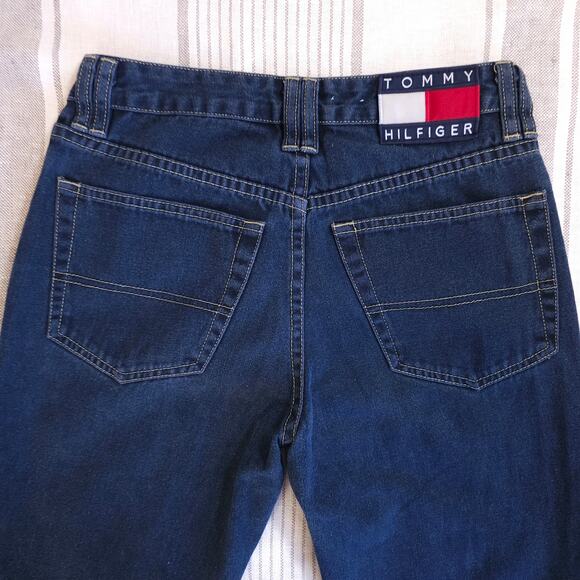 VTG 90s Y2K TOMMY HILFIGER Flare / Bellbottom Dark Wash Blue Jeans 29x30 - Picture 4 of 9